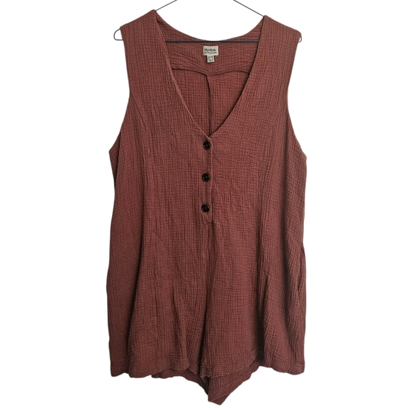 Rhythm. Camille Rust Brown Cotton Romper Size XL - Picture 3 of 10